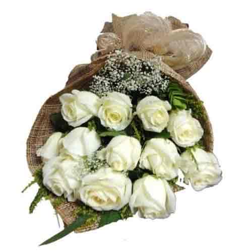 Fresh White Color Roses Bunch