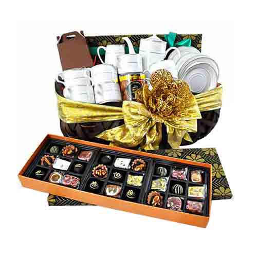 Wonderful Tea Set N Gourmet Delights Gift Basket �