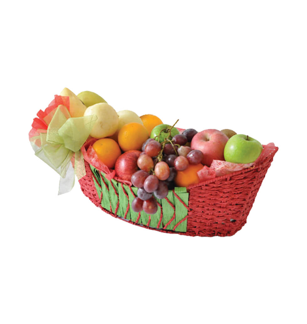 This fruit basket is overflowing with a wide selec...