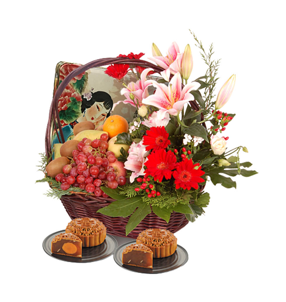 Mooncake Gift with Fruits Hamper