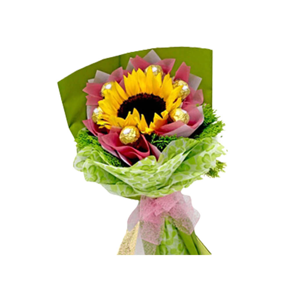 Delightful Sunflower and Chocolate Bouquet