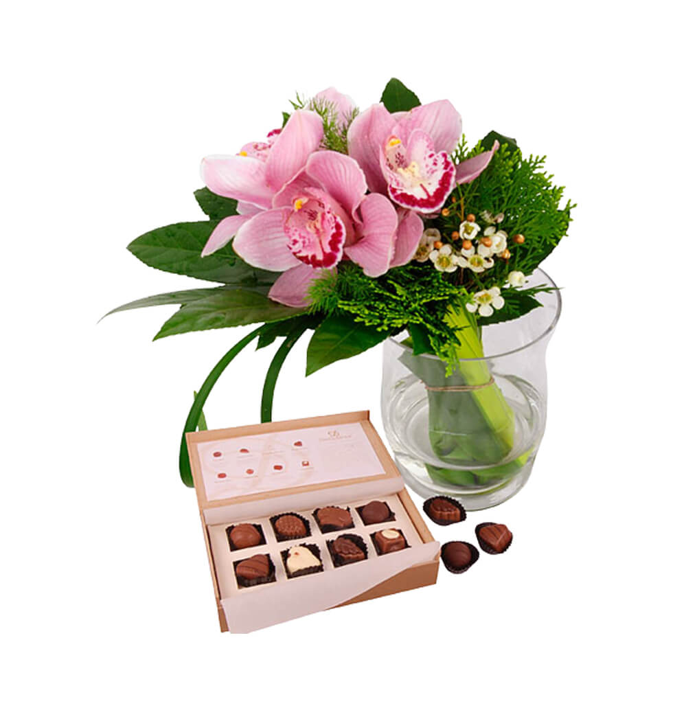 Present of flowers and chocolates