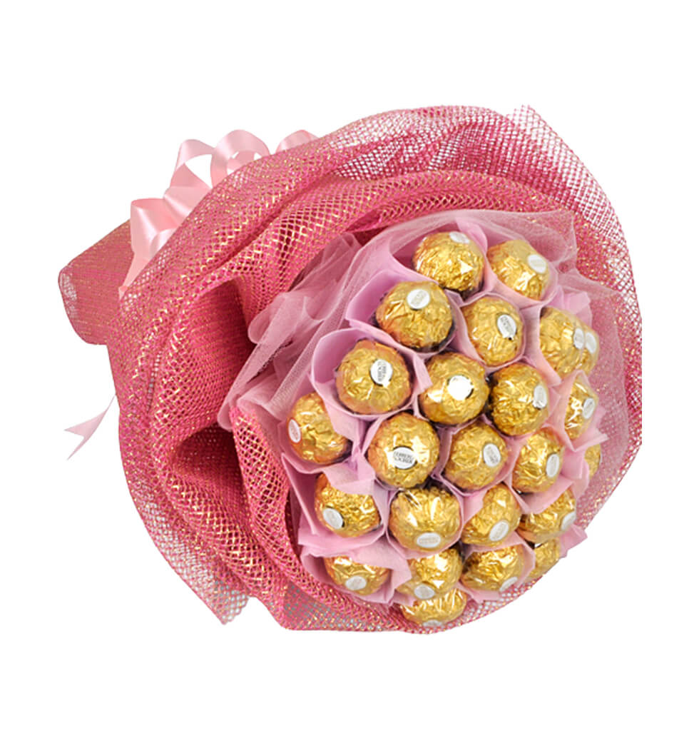 Chocolates in Pink Arrangement