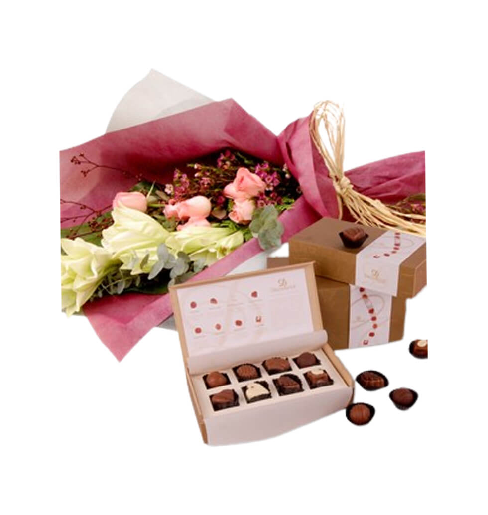gift of chocolate and flowers