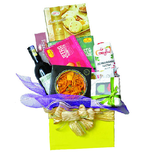 Pleasant Diwali Special Indian Delicacy Gift Hamper with Wine