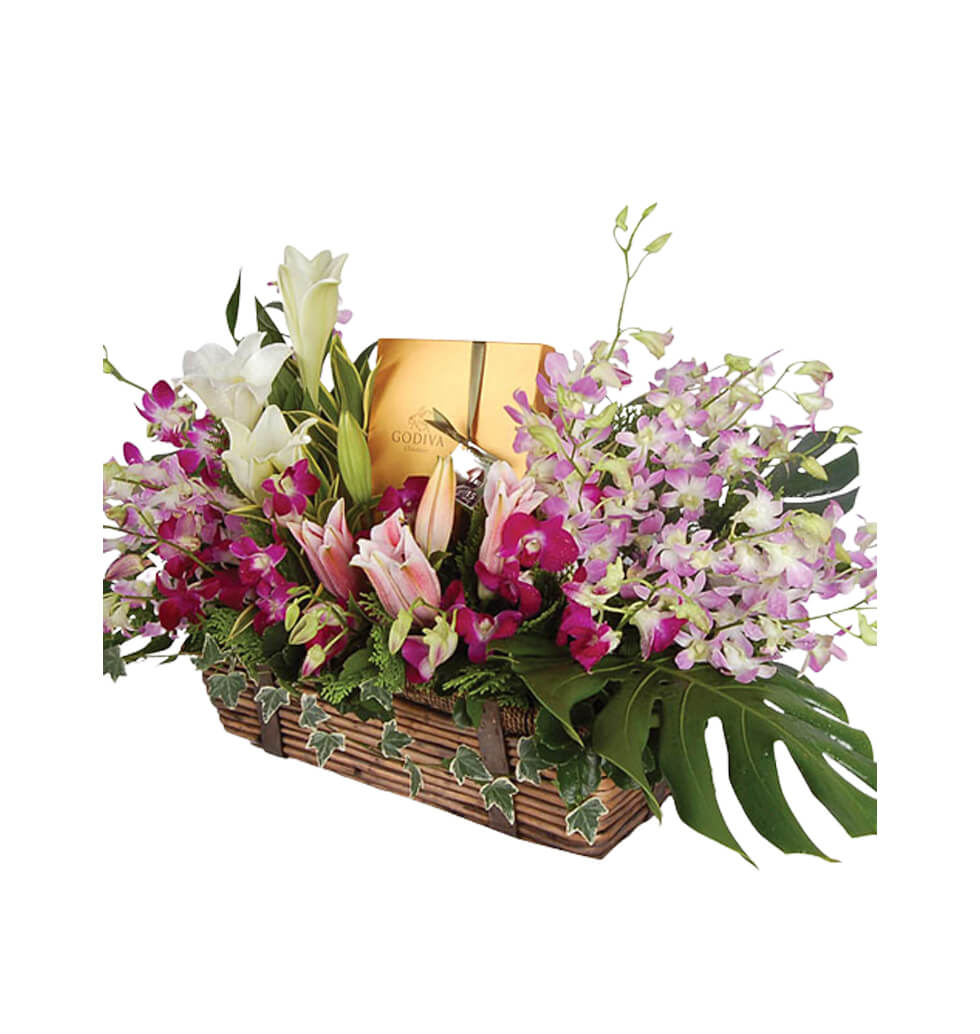 Divine Godiva and Floral Arrangement