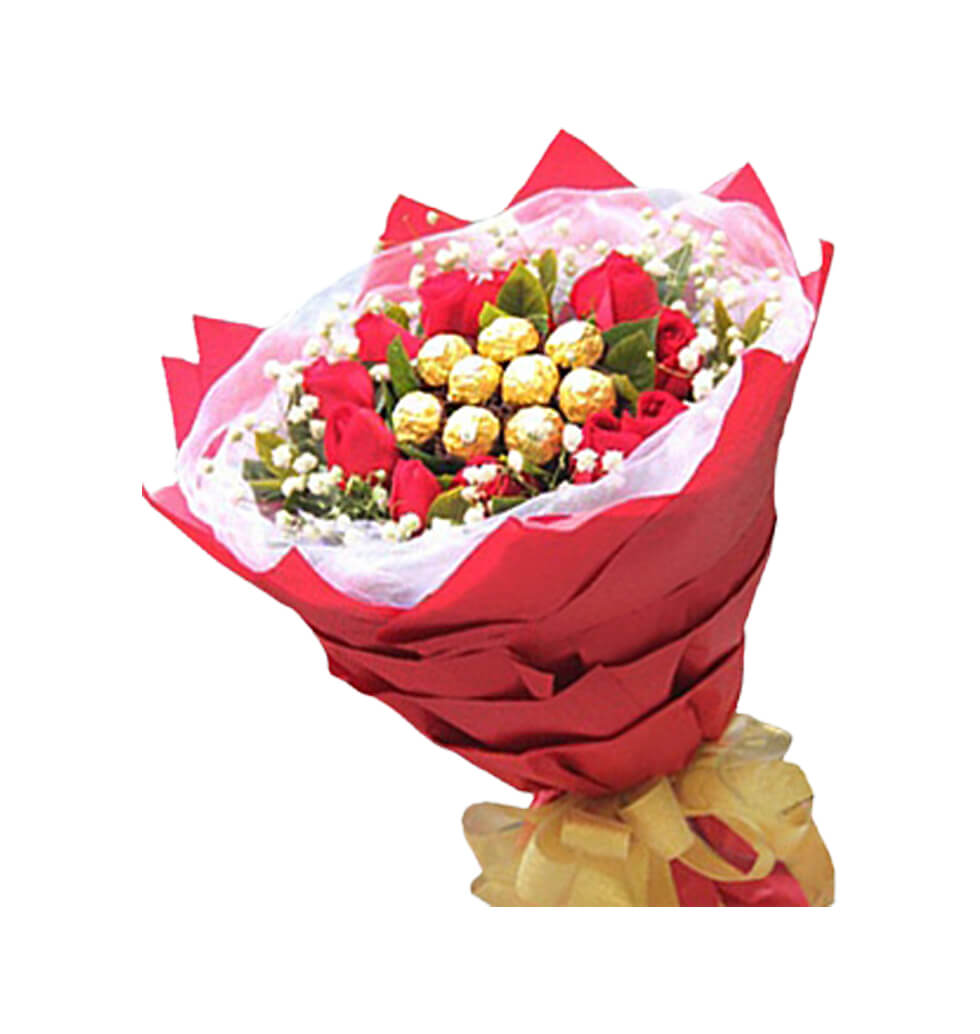A gift of flowers and Ferraro Rochers in coordinat......  to Jalan Ampang