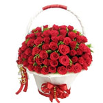 Round basket Of 100 Red Roses