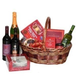 Entertaining Basket of Wine and Christmas Products