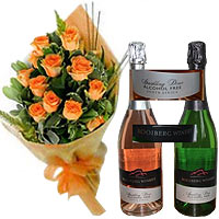 Exquisite Ready for Romance Rose Bouquet with Wine