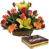 Gorgeous Holiday Cheers Mixed Flowers Bunch with Black Forest Cake