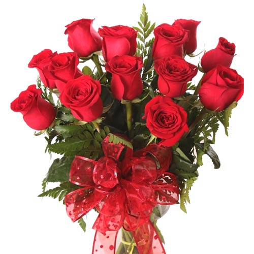 Stunning Christmas Gift of Red Roses Bouquet