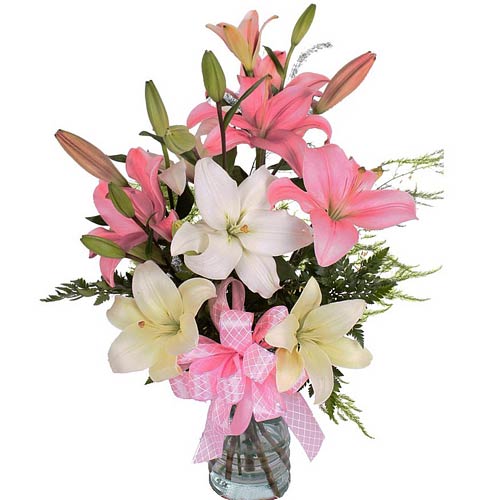 Earn appreciation for sending this Blossoming Make a Wish Lily Bouquet to your l...