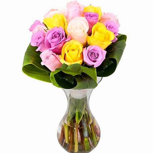 Dazzling Bouquet of Multicolored Roses