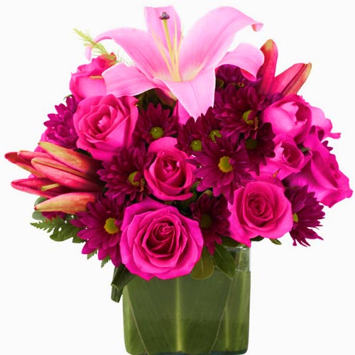 Immerse your loved ones in the happiness this Blushing Medley of Fresh Floral Fr...
