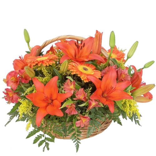 Classic Assortment of Mixed Flowers in a Basket