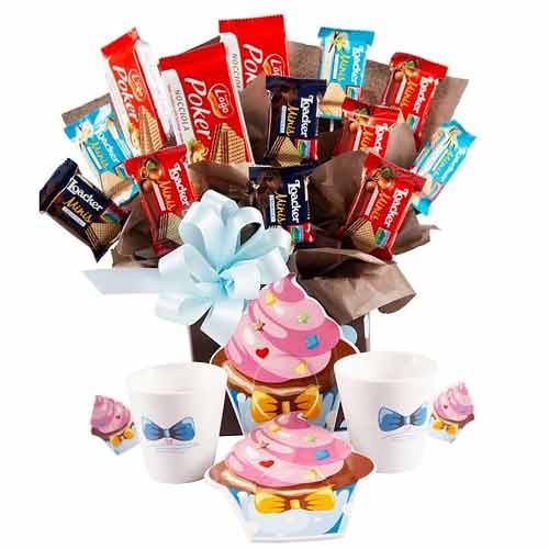 Yummy Chocolaty Treat Gift Hamper with Tea Set