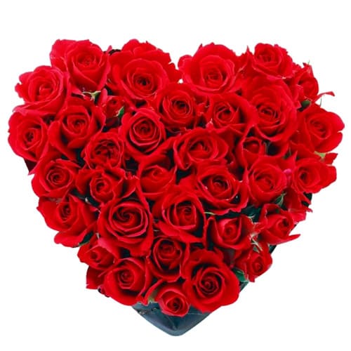 Breathtaking Heart Shaped Arrangement of Roses