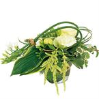 Posy arrangement of white flowers with greenery. The container cannot exceed 10 ...