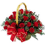 Elegent Basket Of 18 Red Roses