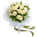 Blooming Bouquet of 12 White Roses