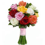 Heavenly Rainbow Bouquet of 1 Dozen Assorted Roses