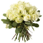 Joyful Snow White 20 White Roses Bouquet