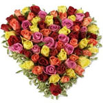 Premium 30 Mix Roses Arrangement in Heart Shape