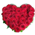 Blooming Red Heart Flower Bouquet of 30 Red Roses