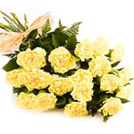 Exquisite Bouquet of 20 Yellow Carnations