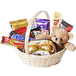 Mesmerizing Savory Delight Gift Basket with Cute Teddy Bear