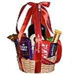 Cute Wine Chocolates and Snacks Gift Basket