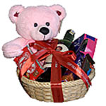 Affectionate Premium Wine, Chocolate N Teddy Bear Gift Basket