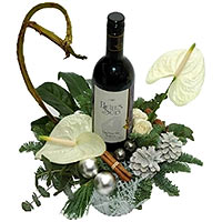 Luxury white New Year silver piece with wine
