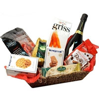 Welcoming Winter Frosty Gift Basket with Wine