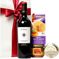 Thrilling Winter Retreat Gift Hamper with Red Wine