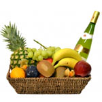 Fresh-Picked Cheerful Wishes Fruit Basket 4.2 kg of Fresh Fruit and a French White Wine