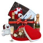 Charming Basket of Champagne and Chocolate