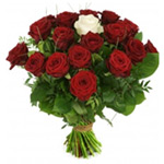 Captivating Bouquet of 1 Dozen Red Roses with 1 White Rose