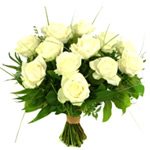 Designed 15 White Roses Arrangement with Leaf Material