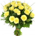 Blushing Bouquet of 12 Yellow Roses with Lush of Greens