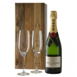 Soft-Textured Moet Chandon Brut with Two Champagne Glasses