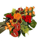 Distinctive Brighter Days Ahead Red and Orange Flowering Bunch