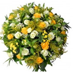 Luminous Mourning Round Bunch of Yellow and White Flowers