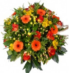 Cherished Round Bunch of Yellow and Orange Flowers