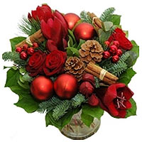 New Year bouquet red is a beautiful red New Year tasteful bouquet of red amaryll...