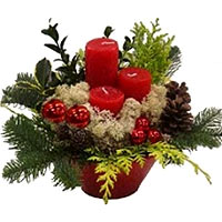 Red New Year arrangement with us online for sale is a nice New Year piece with d...