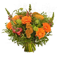 This bright bouquet of orange flowers makes it a cheerful and pleasant floral gr...