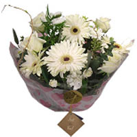 Beautiful playful bouquet made of white shades, suitable for various occasions a...