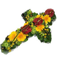 Blossoming Faithful Blessings Cross Floral Arrangement